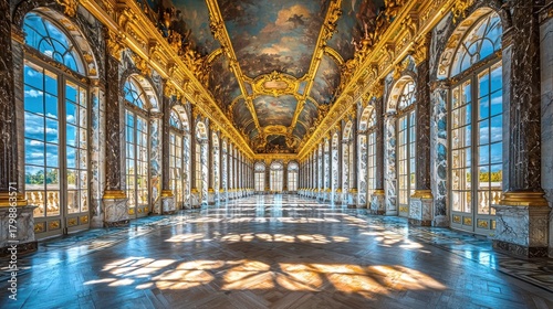 Hall of Mirrors at the Palace of Versailles - A Glimpse into French History.
