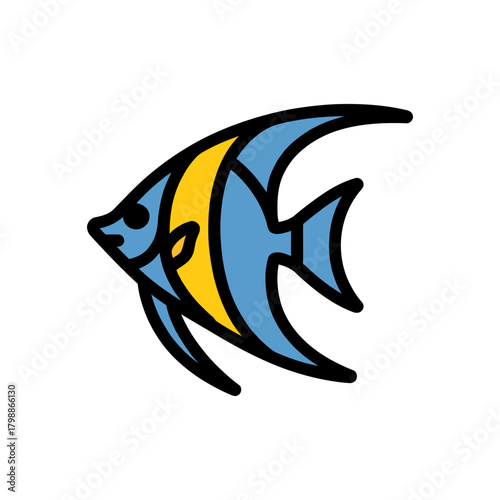 Angelfish icon on White Background Vector Art Illustration on white background.