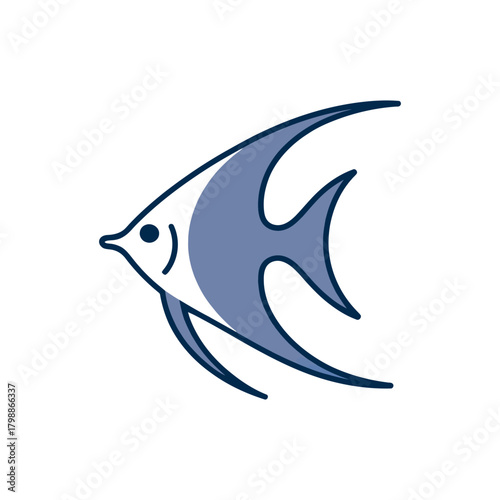 Angelfish icon on White Background Vector Art Illustration on white background.