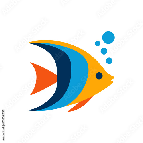 Angelfish icon on White Background Vector Art Illustration on white background.