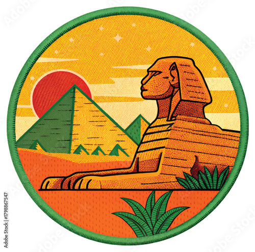 Explore ancient wonders with this unique Sphinx and pyramids design, perfect for travel blogs, historical projects, and educational resources about Egypt
