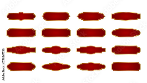 Luxury Vintage Decoration Frame Collection with Elegant Red and Gold Label Designs for Packaging Design, Premium Branding Projects, Poster Templates, Invitations