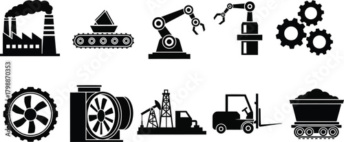 Silhouette of industry icons