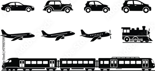 Silhouette of transport collection