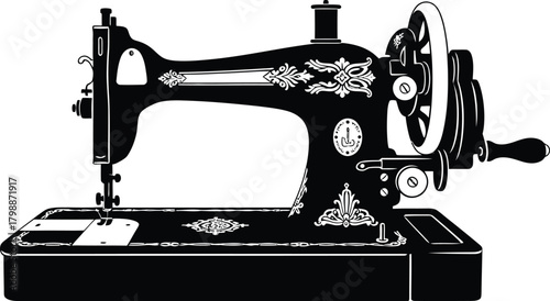 Silhouette of a vintage sewing machine