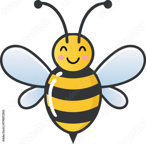 cute cartoon bee with honey on white background