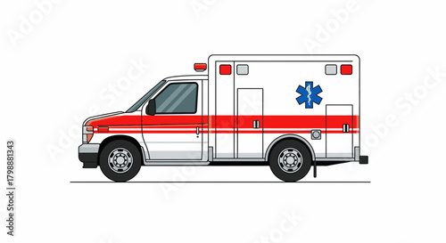 Modern ambulance vehicle emergency medical transport service ready for action, vital healthcare response.