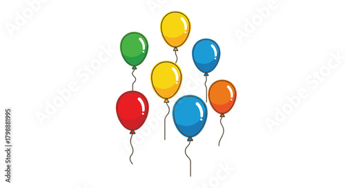 Vibrant colorful balloons floating joyfully, perfect for celebrations, parties, and festive event designs