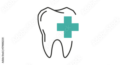 Modern dental care icon symbolizing healthy teeth and medical treatment for oral hygiene and wellness