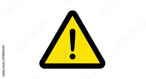Striking yellow warning sign with bold black exclamation mark signals caution and alerts attention for important messages