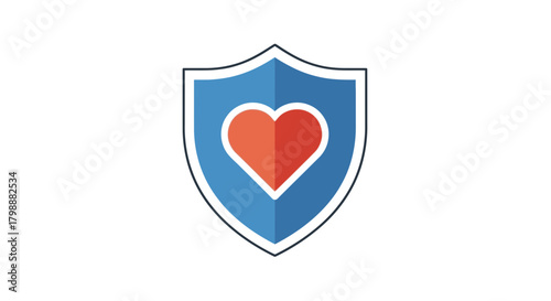 Secure heart emblem symbolizing health protection and safe emotional wellbeing for medical and insurance concepts