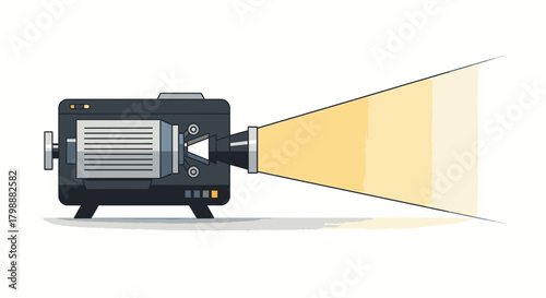 Vintage film projector casting a bright cinematic light beam, evoking nostalgia and storytelling for entertainment projects