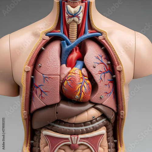 Anatomical Model of Human Torso Showing Internal Organs
