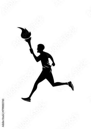 Olympic Torch Bearer Running Silhouette