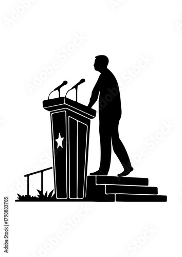 Man Speaking at Podium Silhouette
