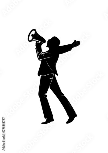 Man Shouting into a Megaphone Silhouette