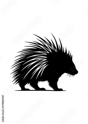 Porcupine with Quills Raised Silhouette