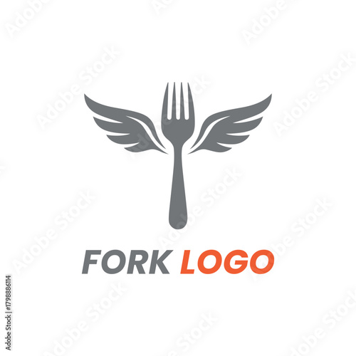 Flying Fork Logo Restaurant and Food Delivery Brand Design
