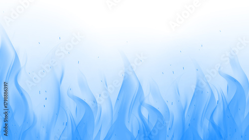 Photography Abstract blue flames rising against a white background with subtle particle effe