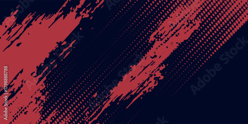 Red halftone dots blue color pattern gradient grunge texture background. Dot pop art comic sport style vector modern design sport eps10