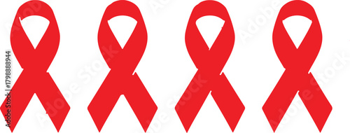 Red ribbon awareness symbol hiv aids support health charity icon medical advocacy graphic. Red ribbon symbol of support awareness. Red ribbon icon on white background.