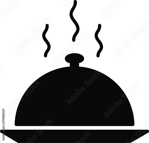 Steaming food dish icon hot meal served cloche elegant presentation vector