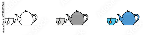 Teapot with teabag on cup icon vector. cafe menus, cozy home decor symbol. vector illustration.
