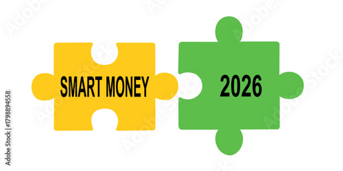 The yellow puzzle piece says "SMART MONEY" while the green puzzle piece says "2026".