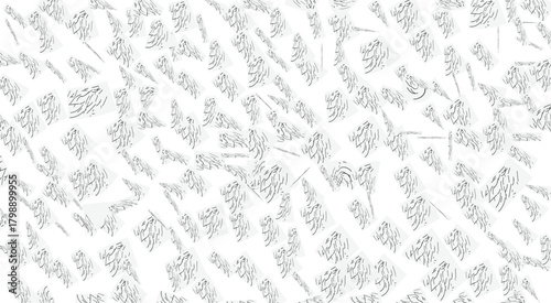 Abstract Black Brush Stroke and Calligraphy Pattern on White Background with Chaotic Textured Design