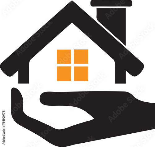 Modern real estate property listing graphic with geometric elements