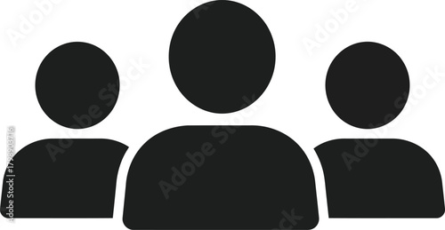 Teamwork people group silhouette icon simple minimalist business concept vector