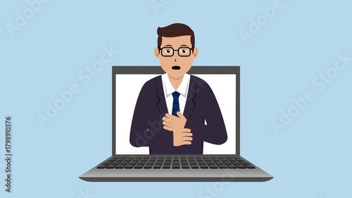 Opening Laptop With Male Teacher Animation Video 4K suitable for your project needs