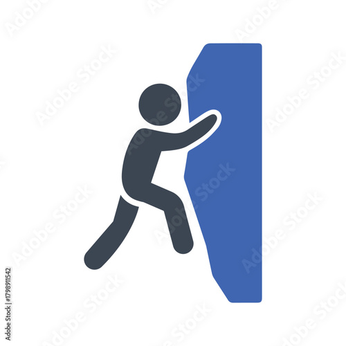 Person rock climbing icon