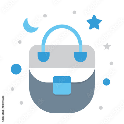 Baby boy diaper bag vector design soft blues.