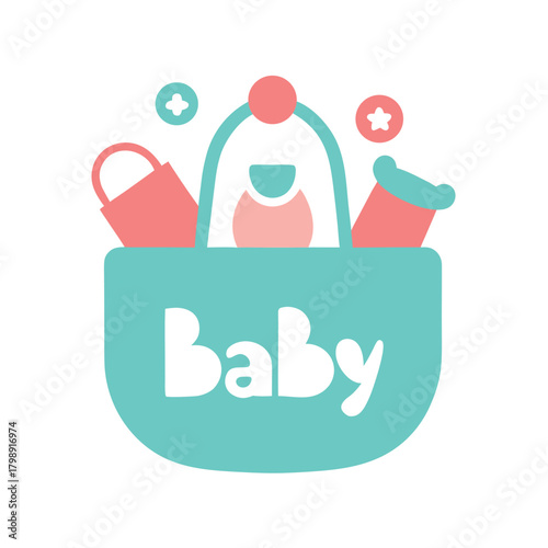 Nature inspired baby product logo featuring bag.