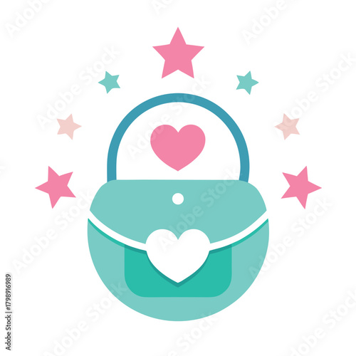 Playful diaper bag logo surrounded by stars.