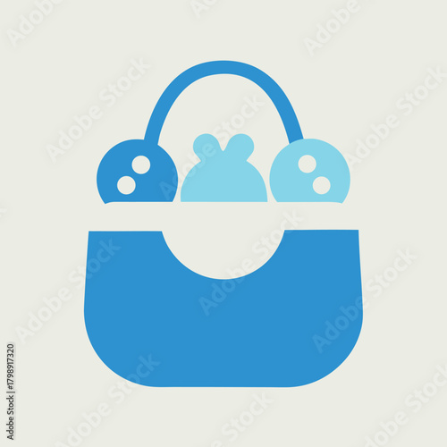 Vector baby bag logo with toys sticking out minimum.