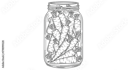 A full jar of pickled carrots ready for preservation and storage.