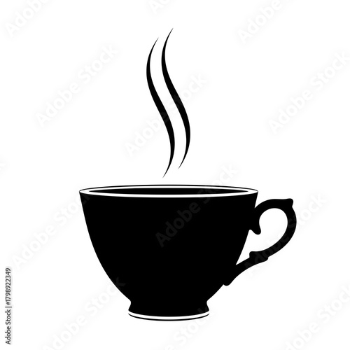 “Hot Coffee Cup Silhouette – Steam Cup Vector Design”