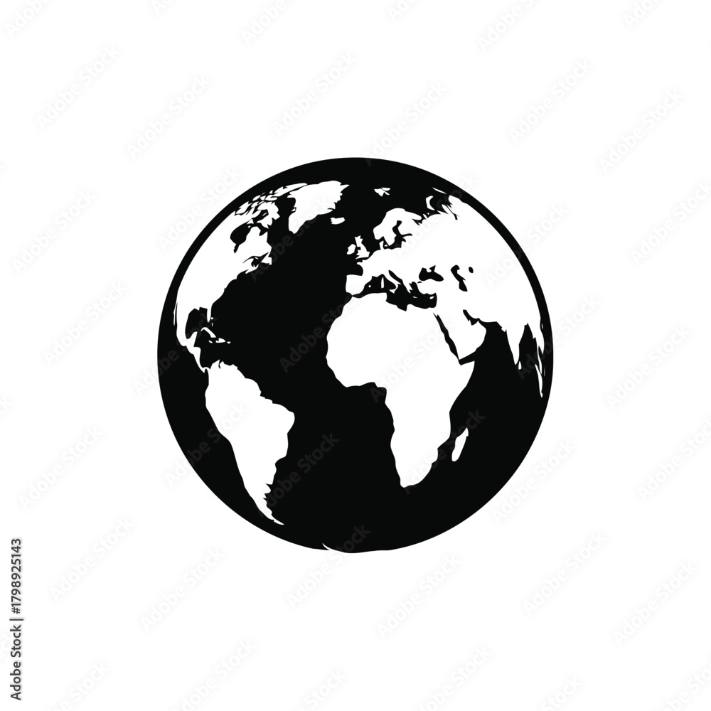 Fototapeta premium Vector illustration of black silhouette of planet earth