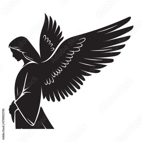 Angel silhouette design with spiritual guardian wings
