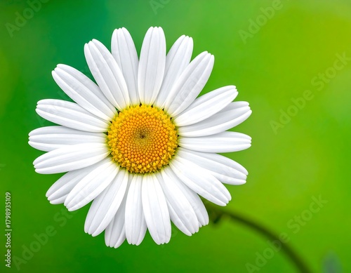 Close-up of a vibrant daisy against a blurred green backdrop