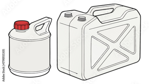 Plastic jerrycans containers for fuel storage and transportation vector illustration design art