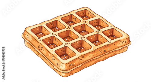 Delicious golden brown square waffle with a perfect grid pattern ready to be topped with sweet or savory delights.