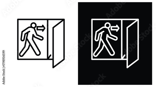 exit Two-tone version in black and white background