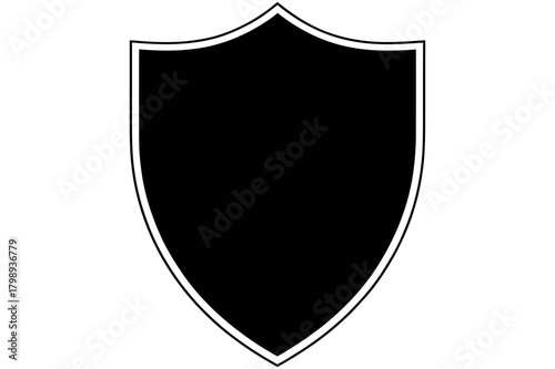 Illustration of a black heraldic shield with a white outline on a white background in a simple style Free Download Illustration of a black heraldic shield with a white outline on a white background in a simple style - GFXLoad
