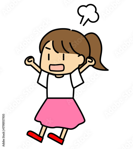 怒っている女の子のイラスト（感情表現・かわいいキャラクター）