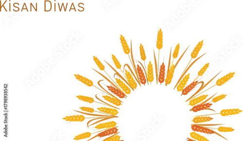 Kisan Diwas Sun Design with Wheat Stalks