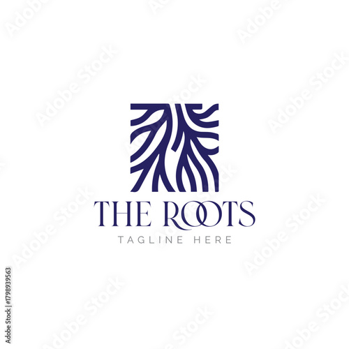 Roots vector logotype, underground roots sprouting or seeding vector, brand identity