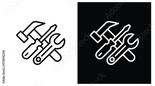 tools Two-tone version in black and white background